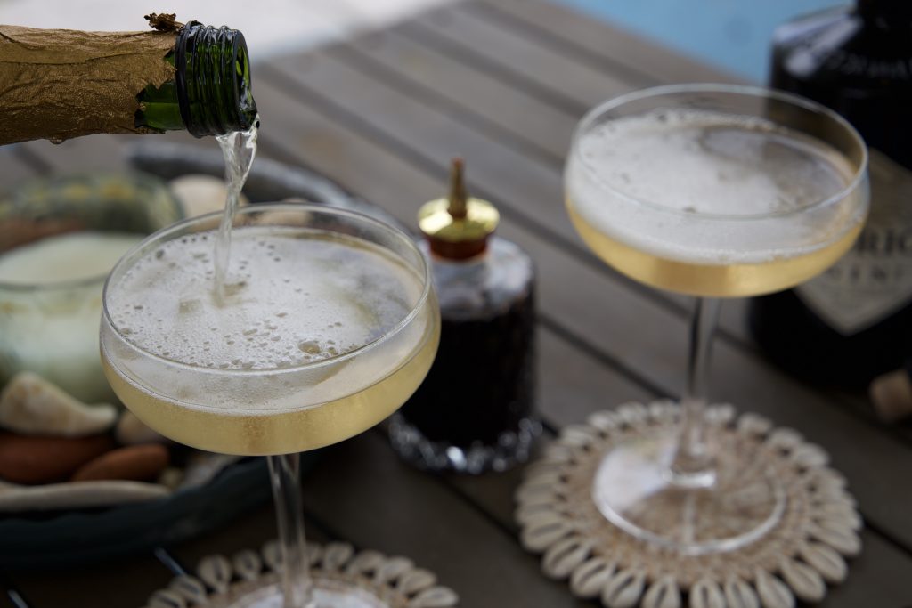bottoms up, Champagne Cocktail, Golden Hour